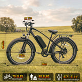 Rexei Yeki 1500W Electric Bike for Adults,26" Fat Tire EBike, 48V 18AH Battery, 28 MPH Max Speed, 7-Speed , 500 lbs, Front Suspension, Dual Disc Brakes, LCD Display, UL2849