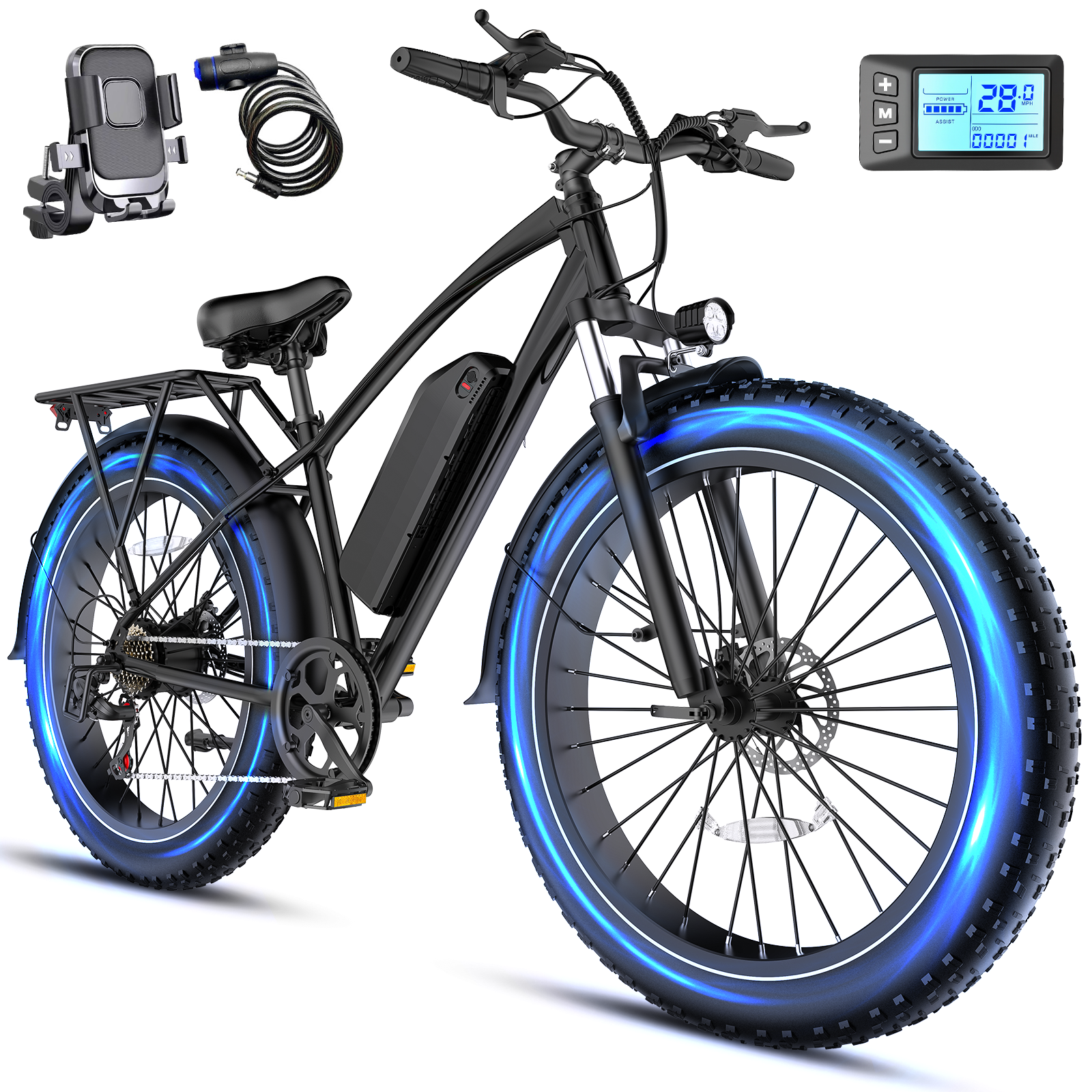 Rexei Yeki 26" Fat Tire EBike, 1200W Electric Bike for Adults