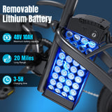 【Rexei Yeki】14 Inch Folding Electric Bicycle, 400W Adult Electric Bicycle, 48V 10.4Ah,Top Speed 19.9 Mph, Dual Disc Brake Safety System, 3-Speed Riding, Front Fork With Shock Absorption, Black