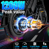 【Rexei Yeki】1200W Off-Road Electric Bike for Adults, 48V 18AH Removable Battery, 16" Wide Tires, 5-Speed Transmission, Dual Disc Brakes & Spring Suspension