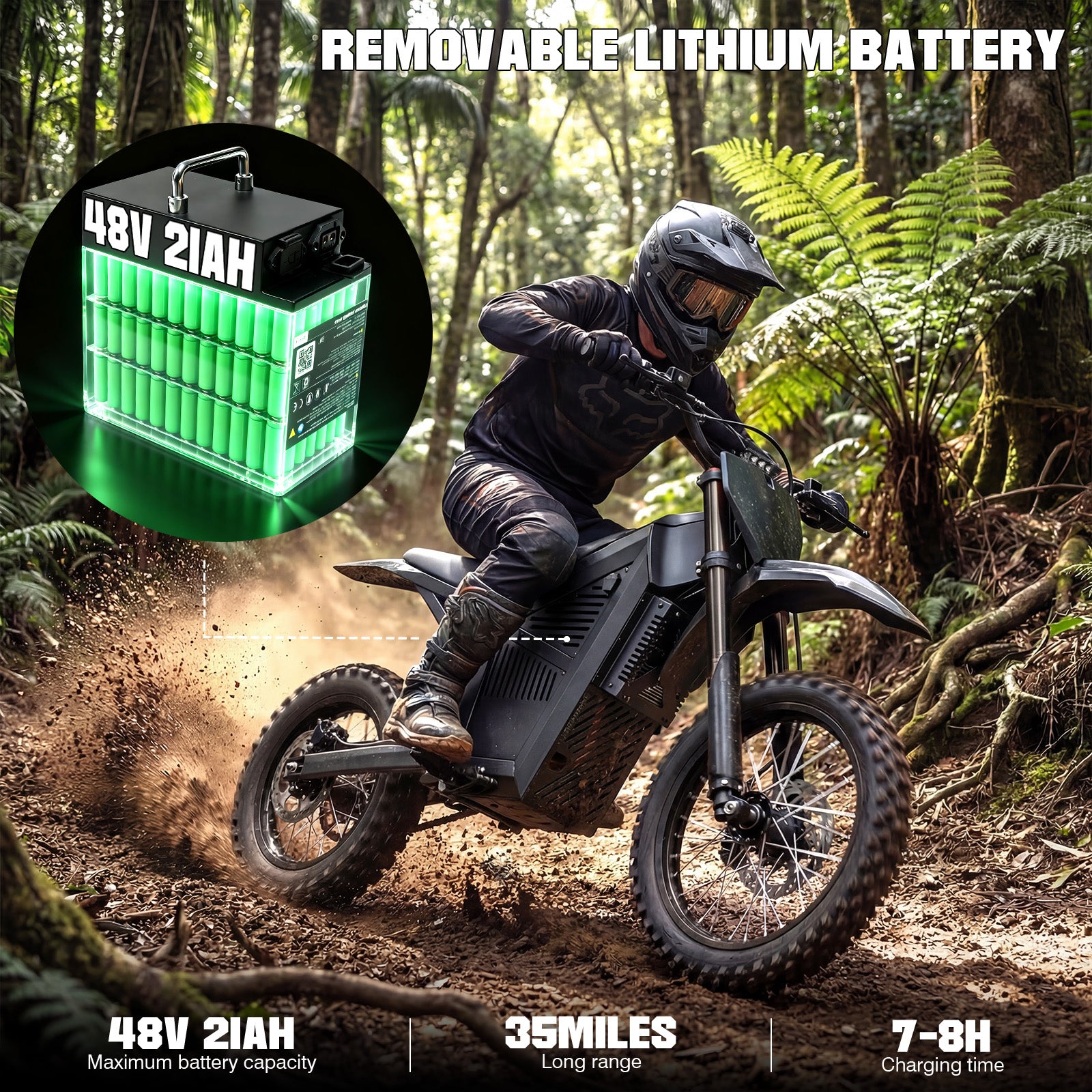 【Rexei Yeki】3000W Electric Dirt Bike for Adults 48V 21AH Motorcycle 35MPH Off-Road Vehicle High Carbon Steel Frame with Hydraulic Brakes UL2849