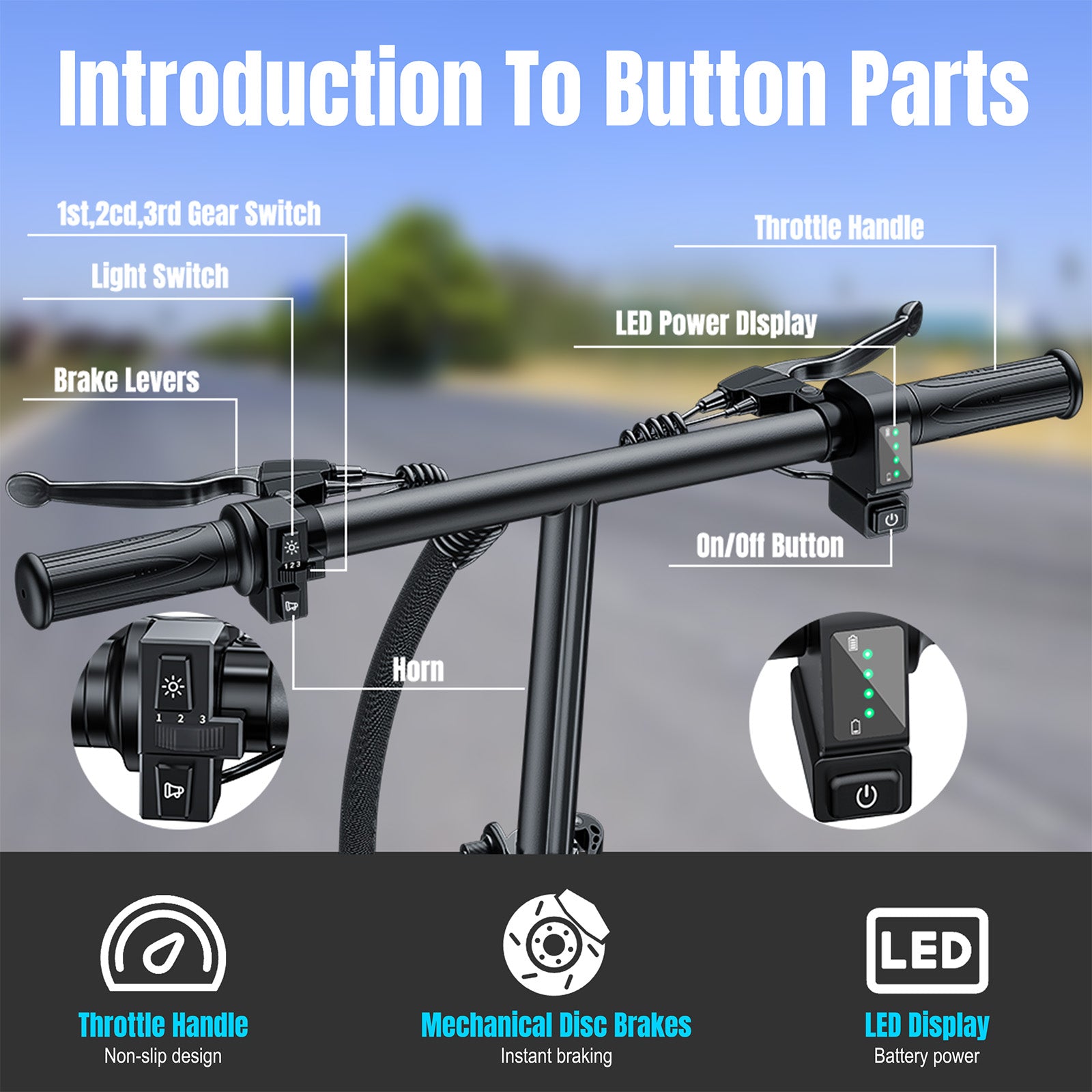 【Rexei Yeki】14 Inch Folding Electric Bicycle, 400W Adult Electric Bicycle, 48V 10.4Ah,Top Speed 19.9 Mph, Dual Disc Brake Safety System, 3-Speed Riding, Front Fork With Shock Absorption, Black