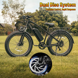 Rexei Yeki 1500W Electric Bike for Adults,26" Fat Tire EBike, 48V 18AH Battery, 28 MPH Max Speed, 7-Speed , 500 lbs, Front Suspension, Dual Disc Brakes, LCD Display, UL2849
