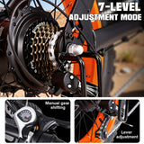 【Rexei Yeki】20”Fat Tire Electric Bicycle, 2000W Adult Electric Bicycle, 48V 18Ah Battery, 55Mile Range, Top Speed 35Mph, Front And Rear Hydraulic Suspension + Hydraulic Disc Brakes, 7-Speed, MAX 400LBS