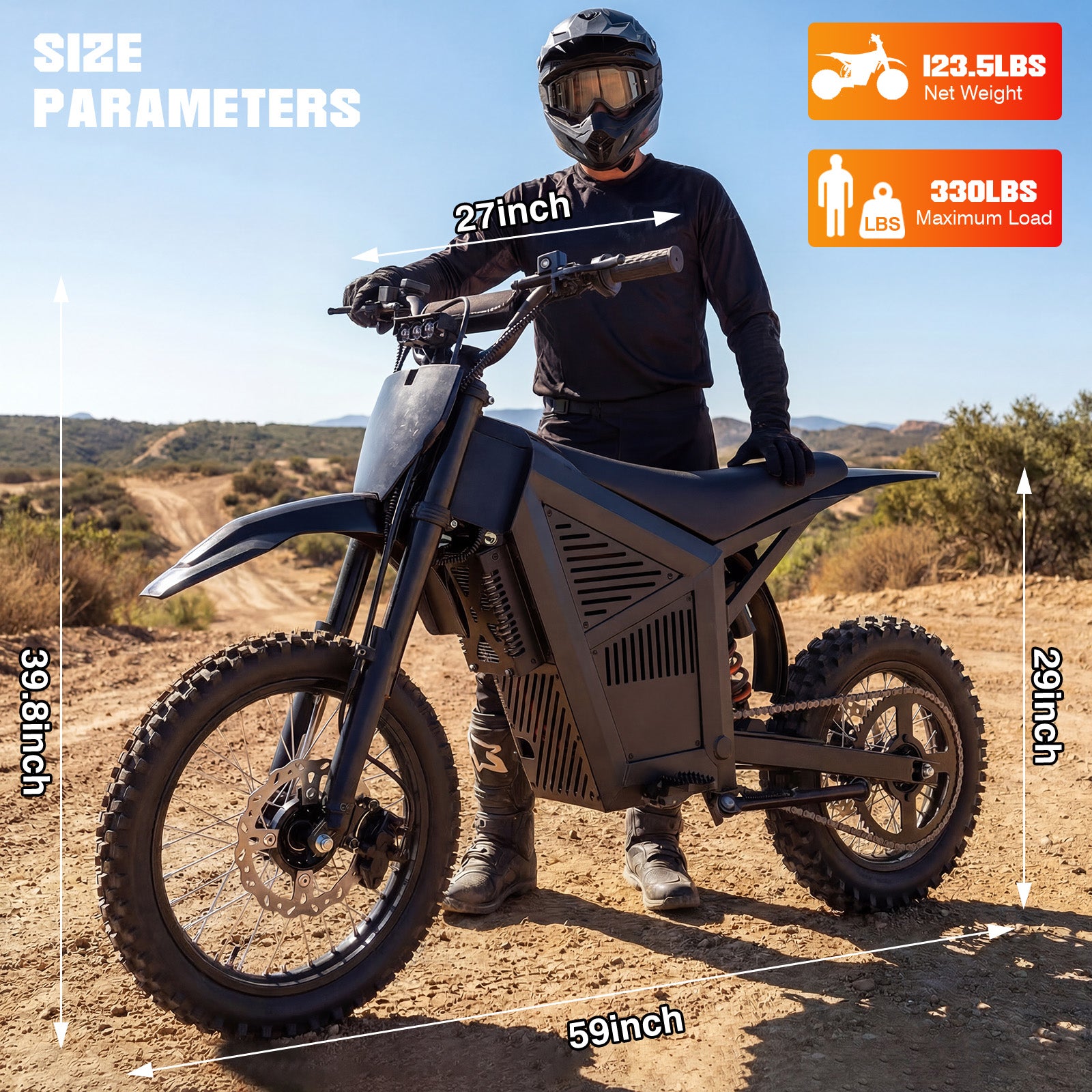 【Rexei Yeki】3000W Electric Dirt Bike for Adults 48V 21AH Motorcycle 35MPH Off-Road Vehicle High Carbon Steel Frame with Hydraulic Brakes UL2849