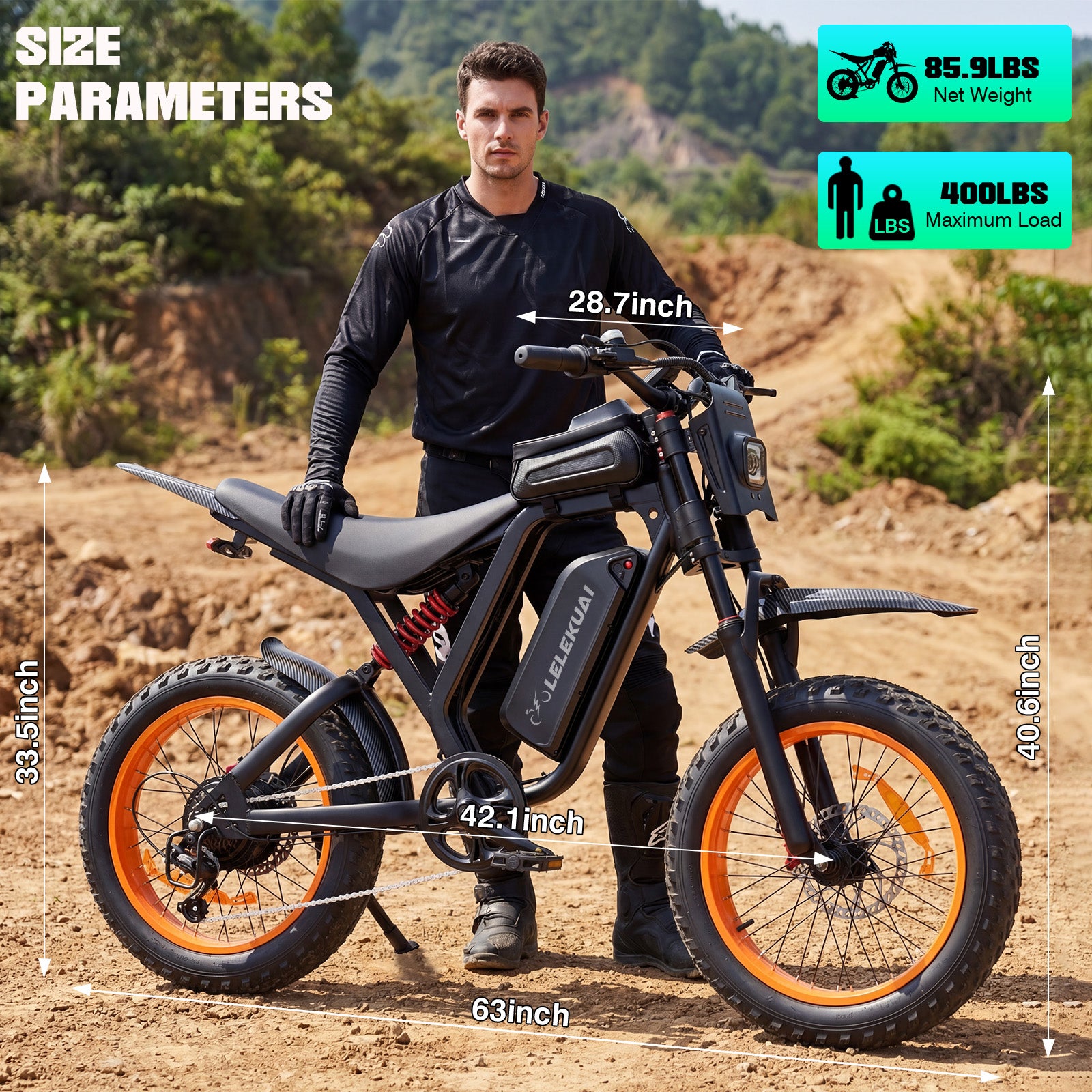 【Rexei Yeki】20”Fat Tire Electric Bicycle, 2000W Adult Electric Bicycle, 48V 18Ah Battery, 55Mile Range, Top Speed 35Mph, Front And Rear Hydraulic Suspension + Hydraulic Disc Brakes, 7-Speed, MAX 400LBS