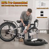 Rexei Yeki 1500W Electric Bike for Adults,26" Fat Tire EBike, 48V 18AH Battery, 28 MPH Max Speed, 7-Speed , 500 lbs, Front Suspension, Dual Disc Brakes, LCD Display, UL2849