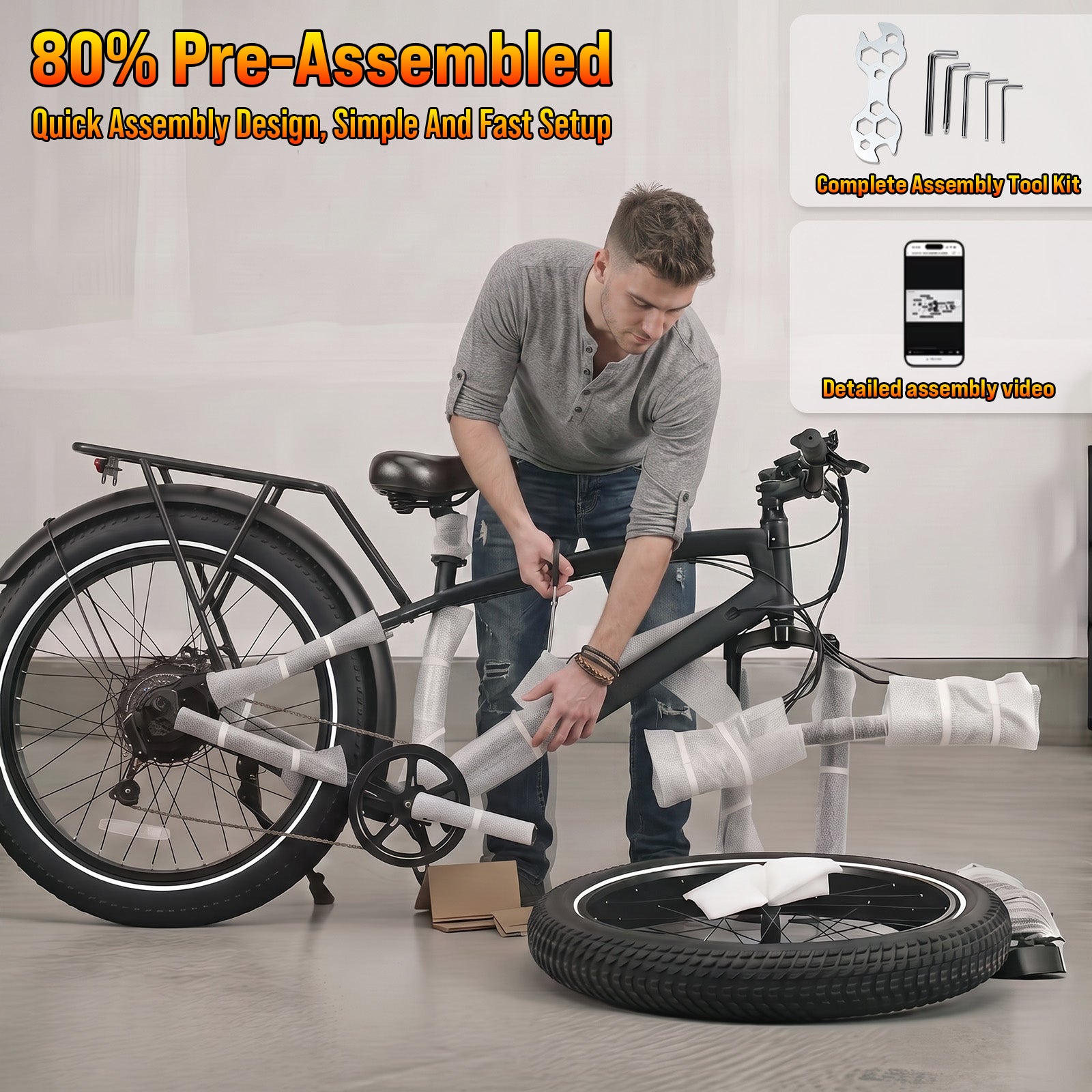 Rexei Yeki 1500W Electric Bike for Adults,26" Fat Tire EBike, 48V 18AH Battery, 28 MPH Max Speed, 7-Speed , 500 lbs, Front Suspension, Dual Disc Brakes, LCD Display, UL2849